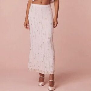 LOVESHACKFANCY Goodall Embellished Midi Skirt